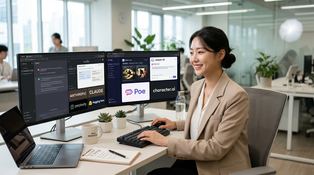 영남이공대 홍보팀 직원이 AI를 활용해 업무를 진행하고 있다. (영남이공대 제공)